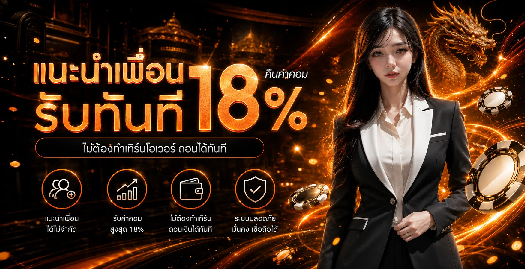 แบนเนอร์แนะนำเพื่อนและระบบบัญชี 168TGA